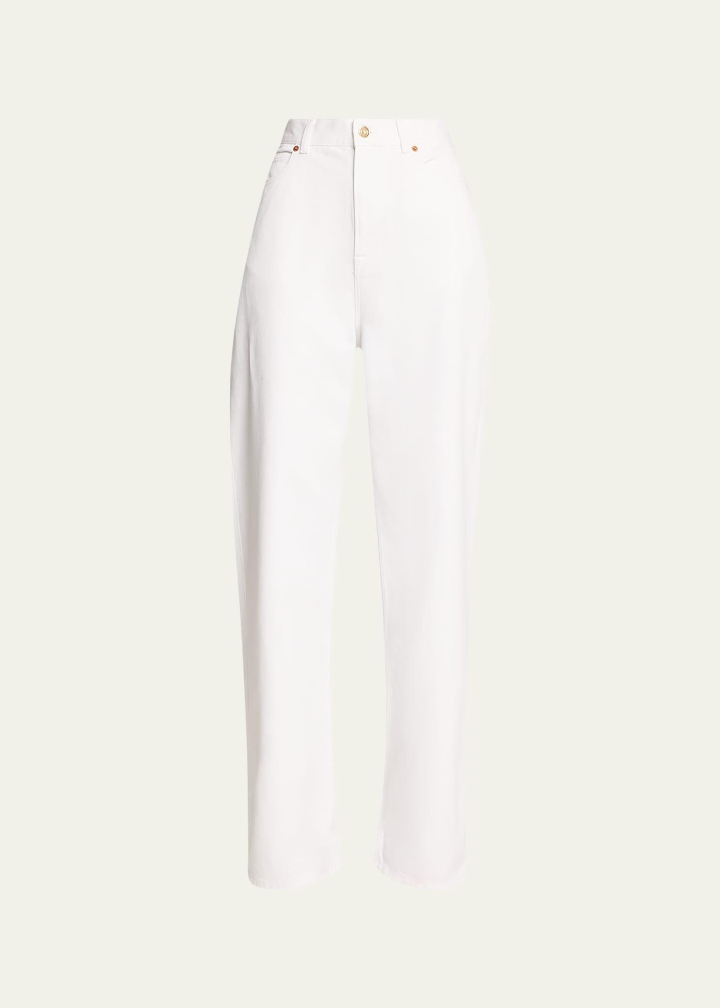 Wide Leg Denim Pants with V Hardware Product Image