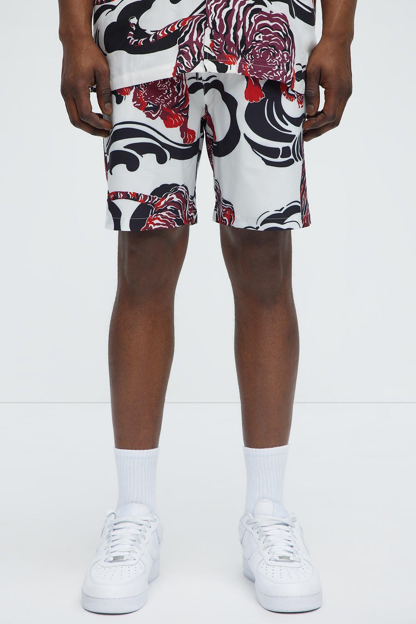 Tiger Waves Relaxed Shorts - White/combo Product Image