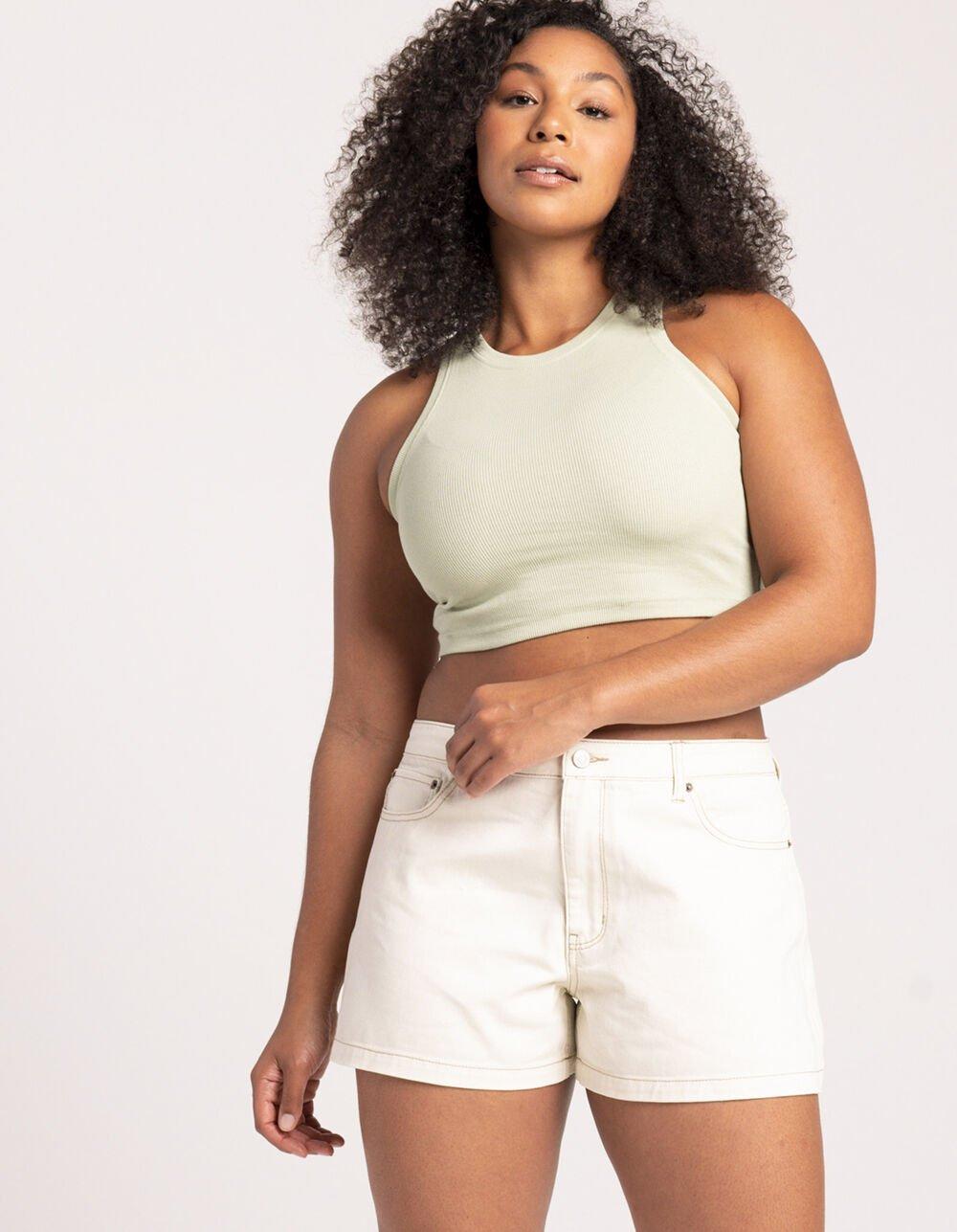 RSQ Womens Low Rise Baggy Shorts - ECRU Product Image