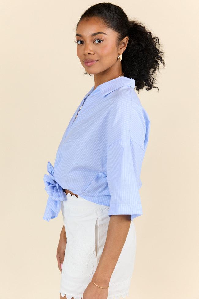 Best Dressed Blue Tie Woven Top SALE Product Image
