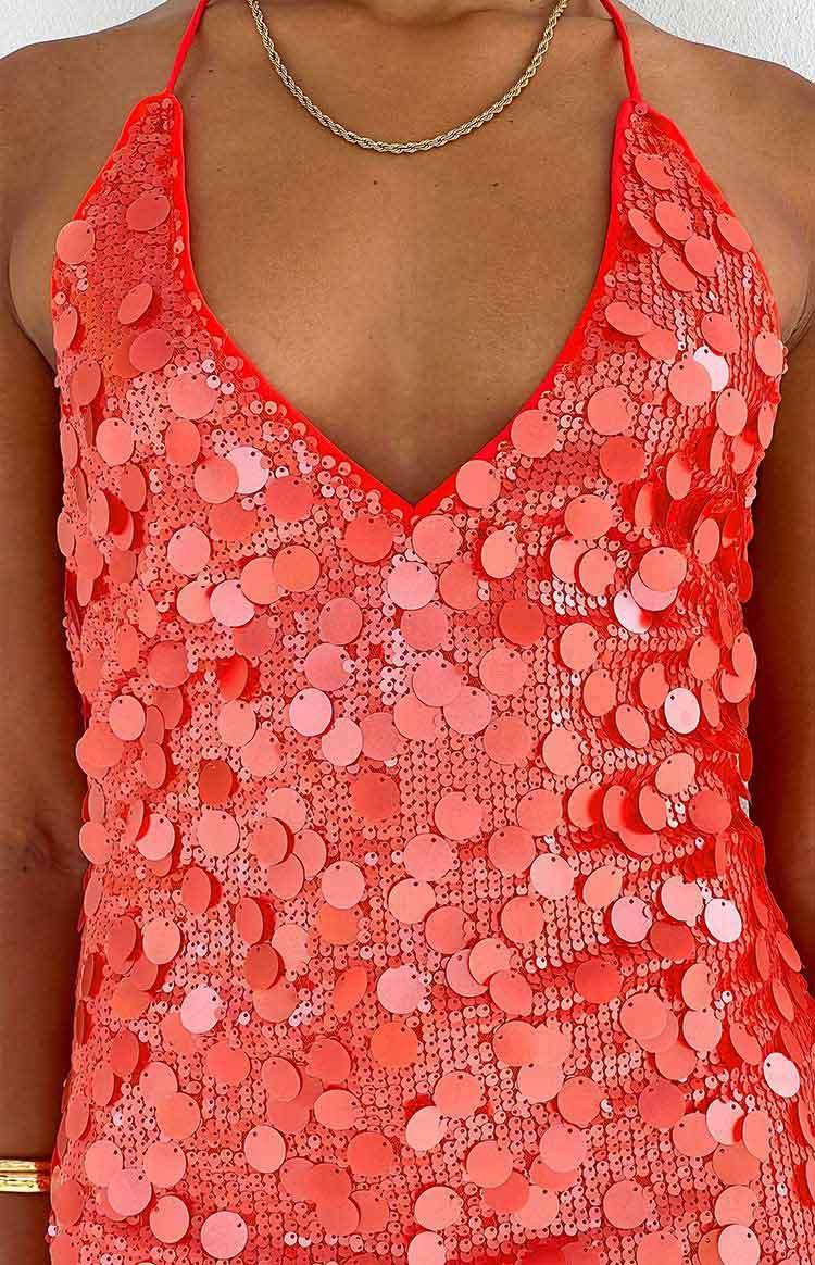 Cyrus Orange Sequin Mini Dress Product Image
