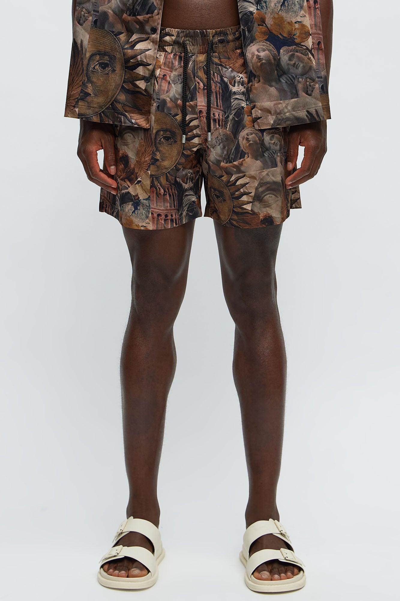 Celestial Glory Swim Mid Trunk - Brown/combo Product Image