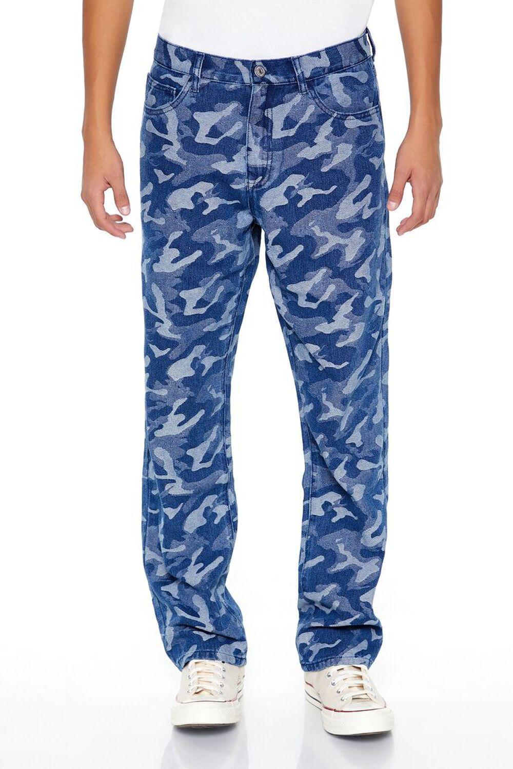 Camo Mid-Rise Straight Jeans | Forever 21 Product Image