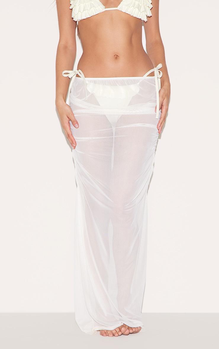 Cream Mesh Maxi Beach Skirt Product Image