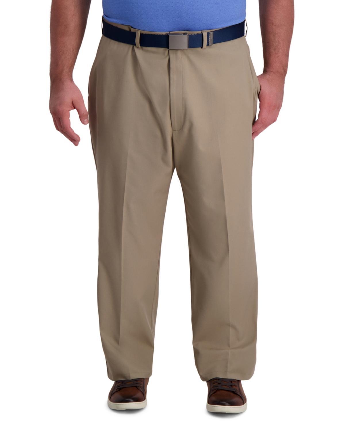 Big & Tall Haggar Cool Right Classic-Fit Flat-Front Performance Flex Pants, Mens Black Product Image