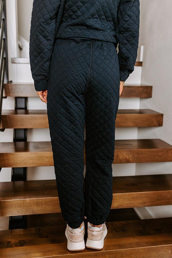 Paris Mornings Quilted Joggers In Black Product Image