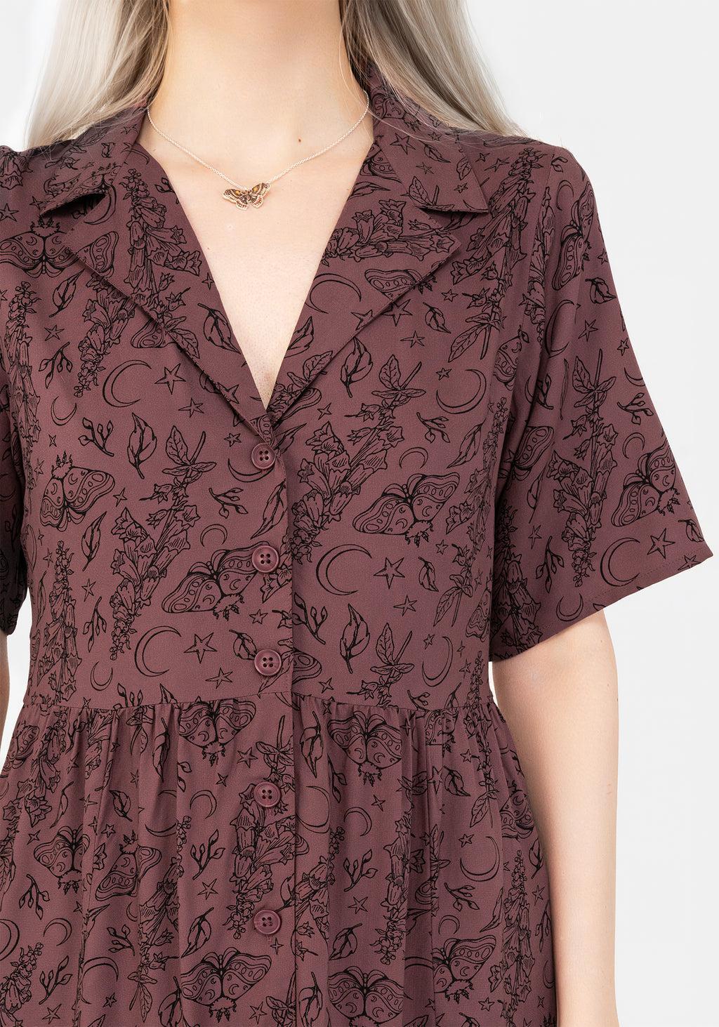 Roxana Moth Foxglove Button Down Midi Shirt Dress Product Image