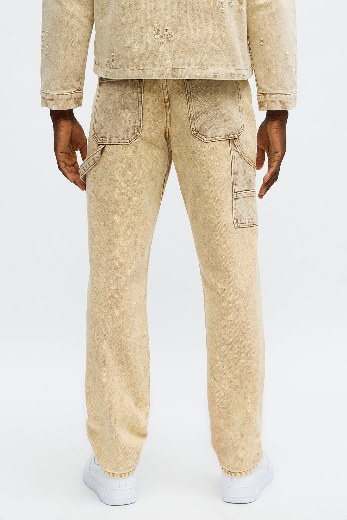 Straight Distressed Carpenter Jean - Tan Product Image