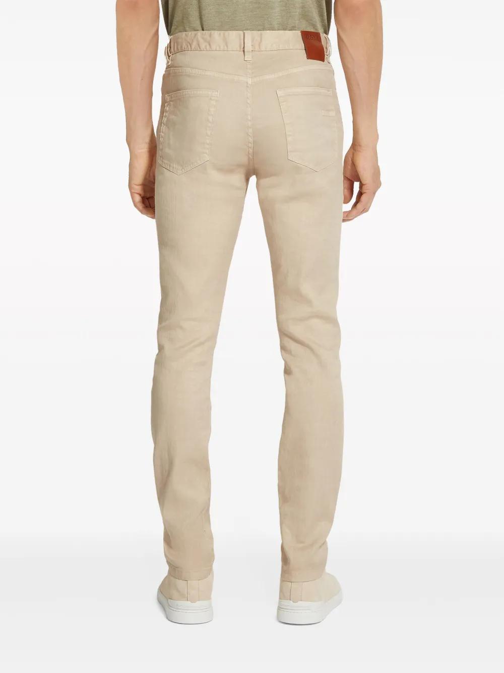 ZEGNA Jean Roccia En Lin Et Coton Extensible Beige Clair In Light Beige Product Image