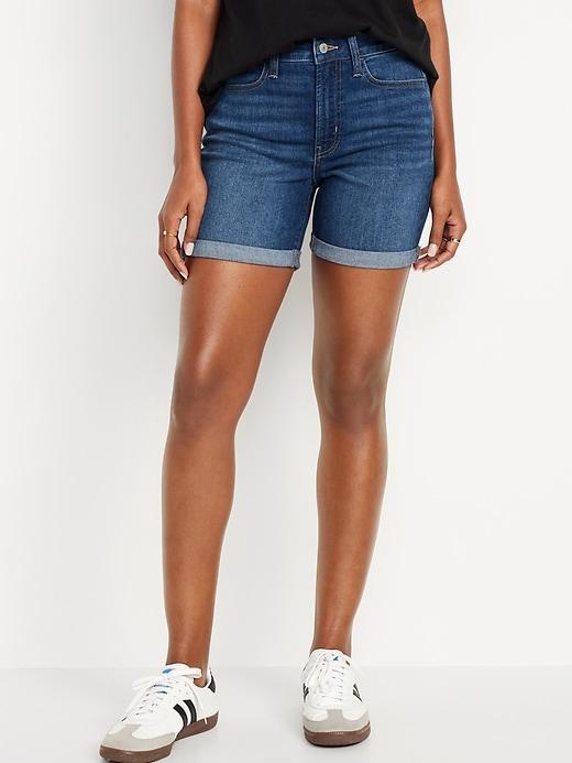 High-Waisted Wow Jean Shorts -- 5-inch inseam Product Image