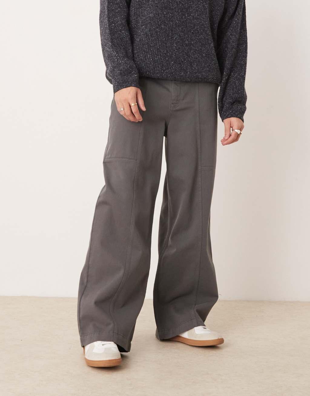 ASOS DESIGN super baggy pants with paneling in charcoal Product Image