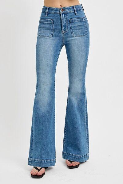 RISEN Front Patch Pocket Women's Flare Jeans Product Image