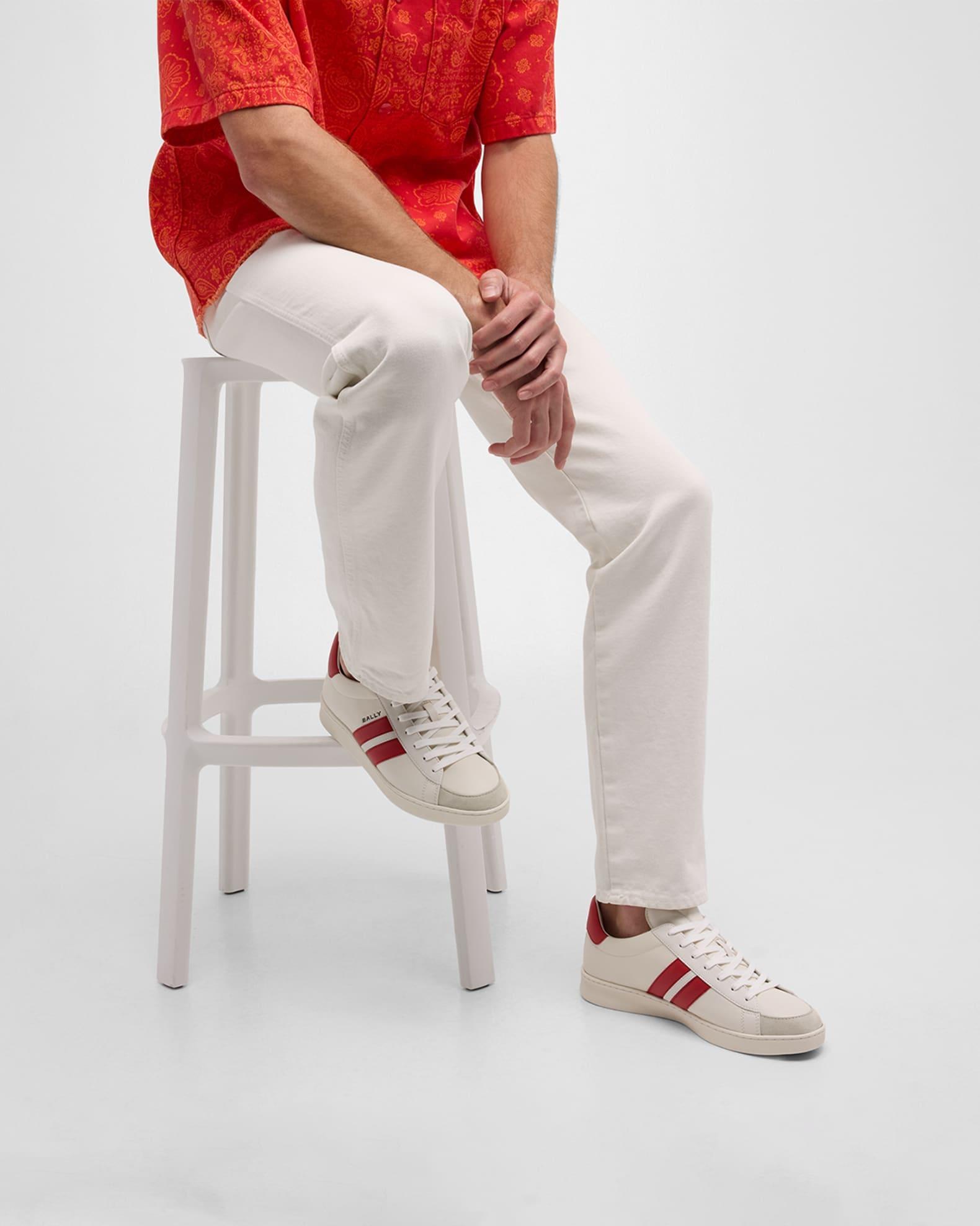Men's Low-Top Leather Tennis Sneakers Product Image