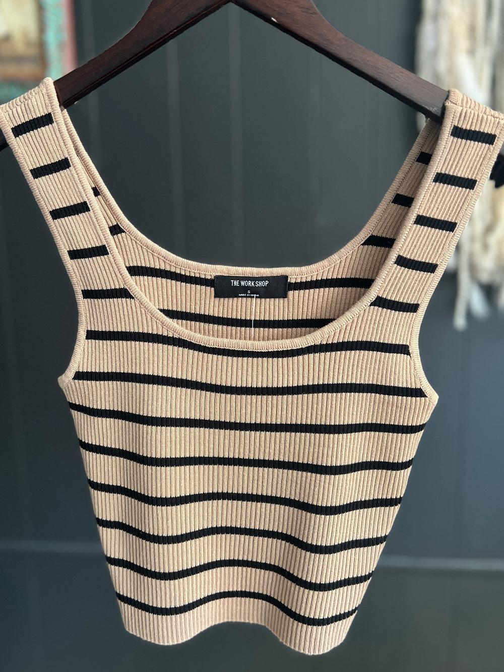 Striped Ribbed Cropped Tank - 4 Colors Product Image