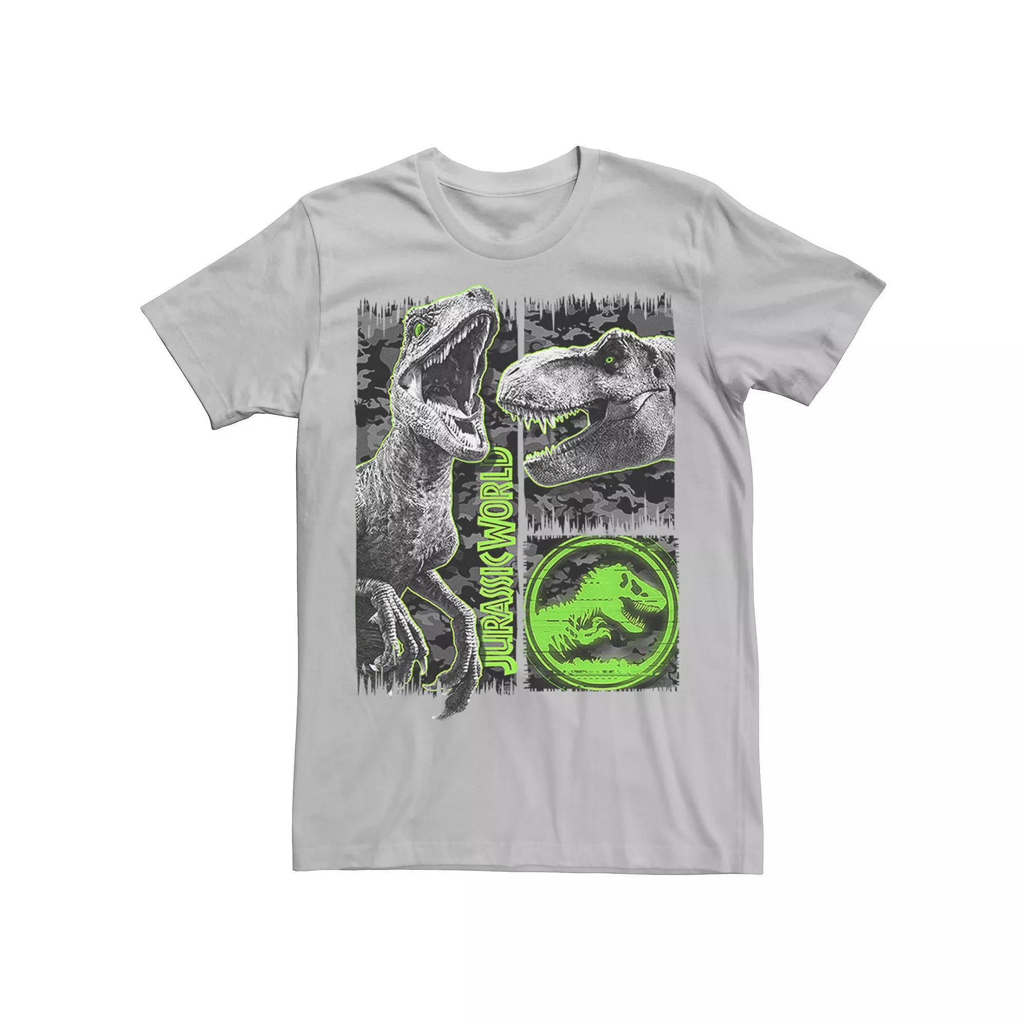 Men's Jurassic World Two Raptor T-Rex Camo Scratch Tee, Size: Small, Athletic Grey Product Image