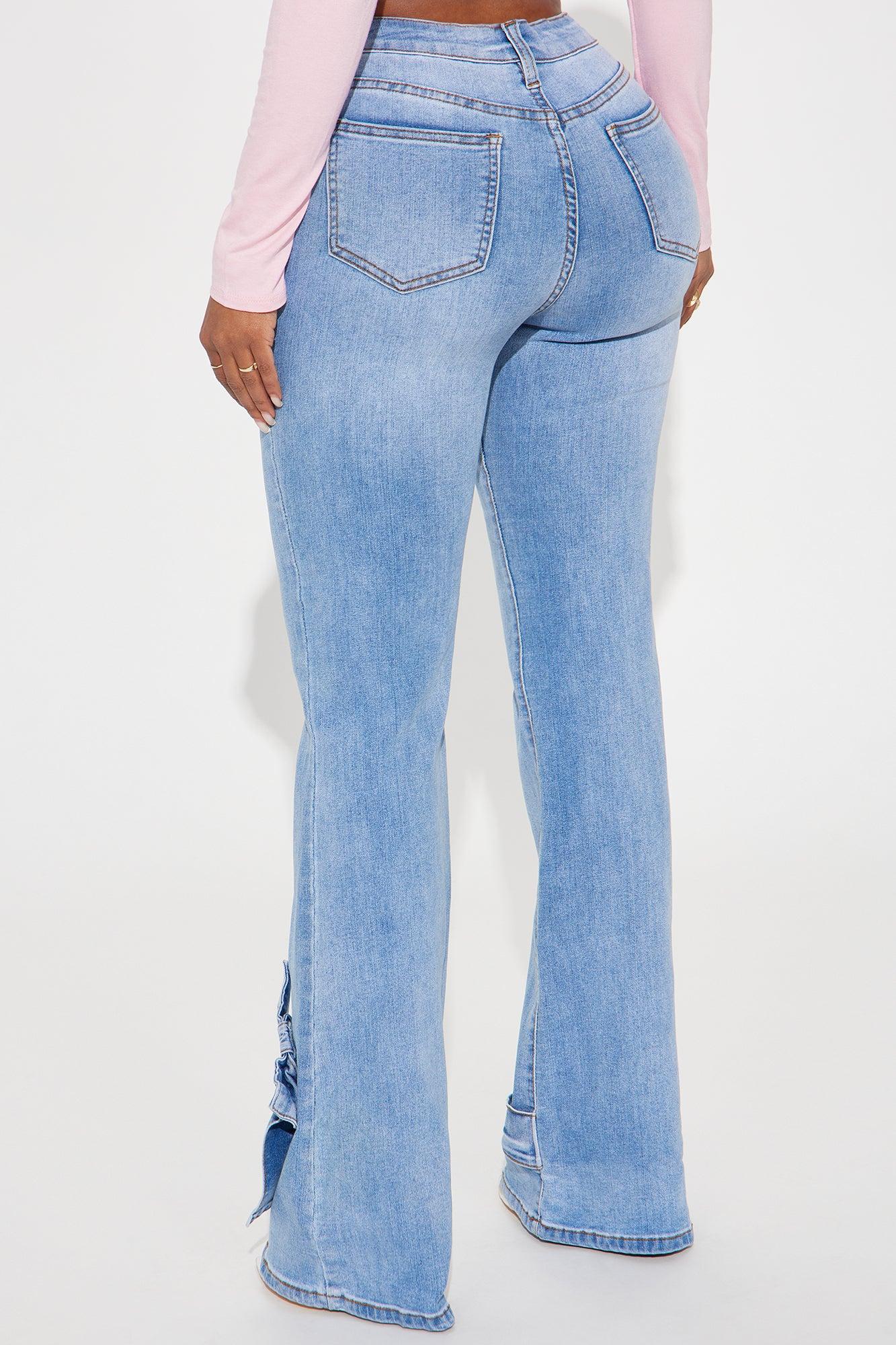 Brielle Bow Straight Leg Jeans - Light Wash Product Image