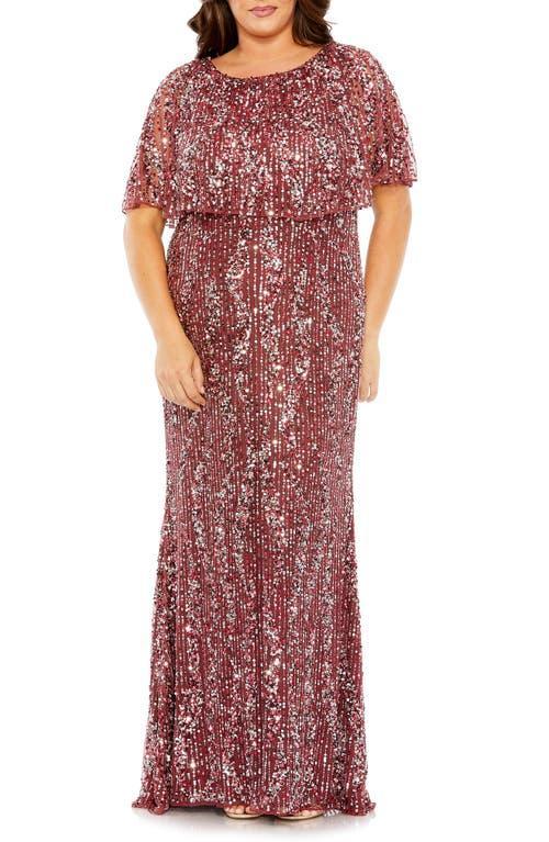 Womens Plus Embellished Cape-Sleeve Column Dress Product Image