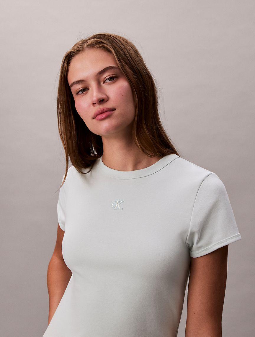 Cotton Contour Rib Monogram Logo Mini Dress Product Image