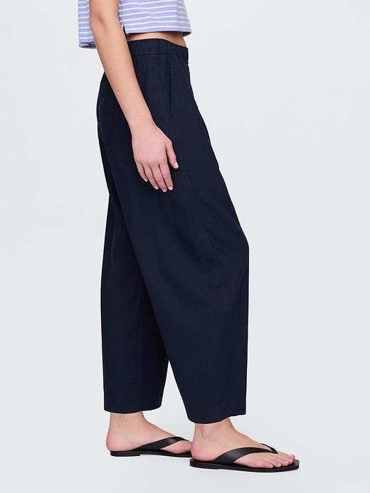 Mid Rise Linen-Blend Easy Barrel Pants Product Image