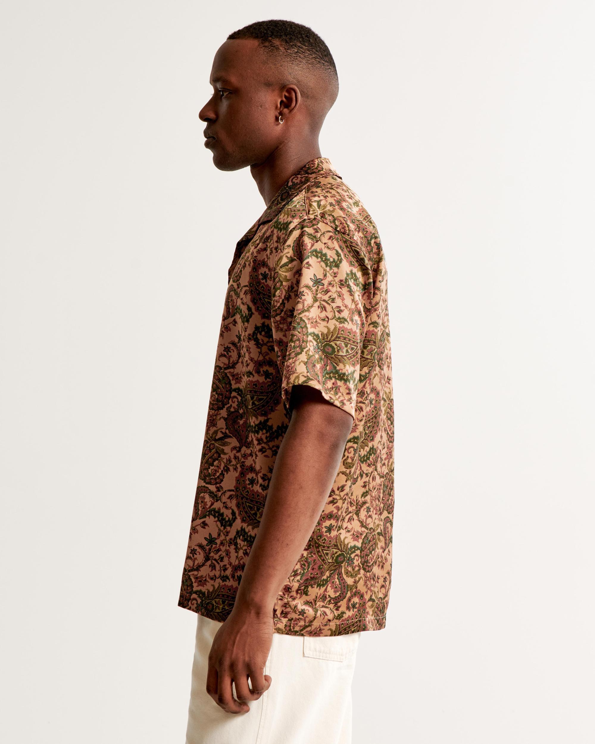 Camp Collar Silky Button-Up Shirt Product Image