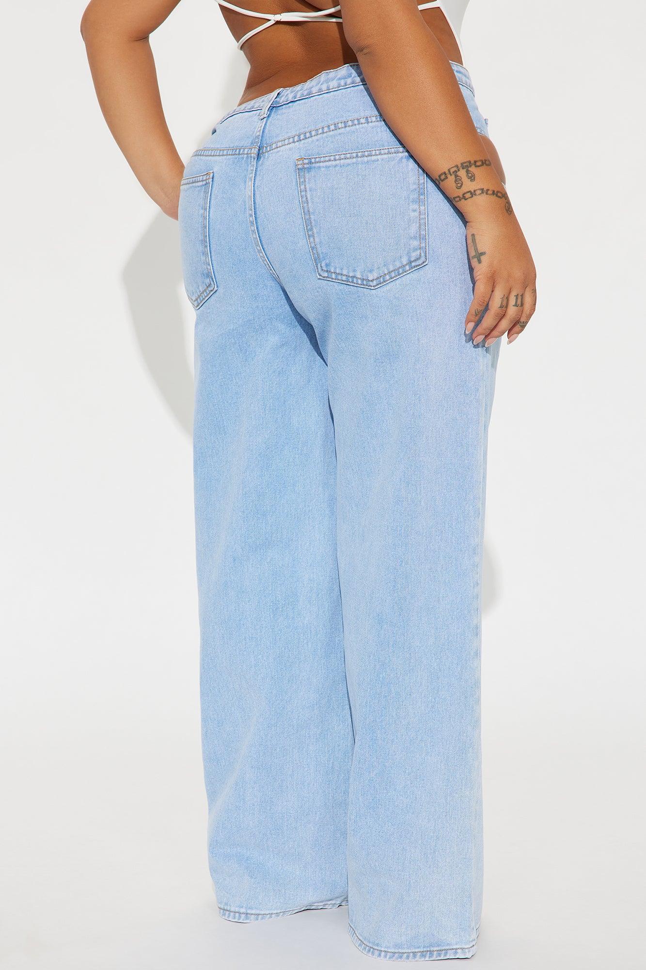 She's An Icon Cut Out Wide Leg Jeans - Light Wash Product Image