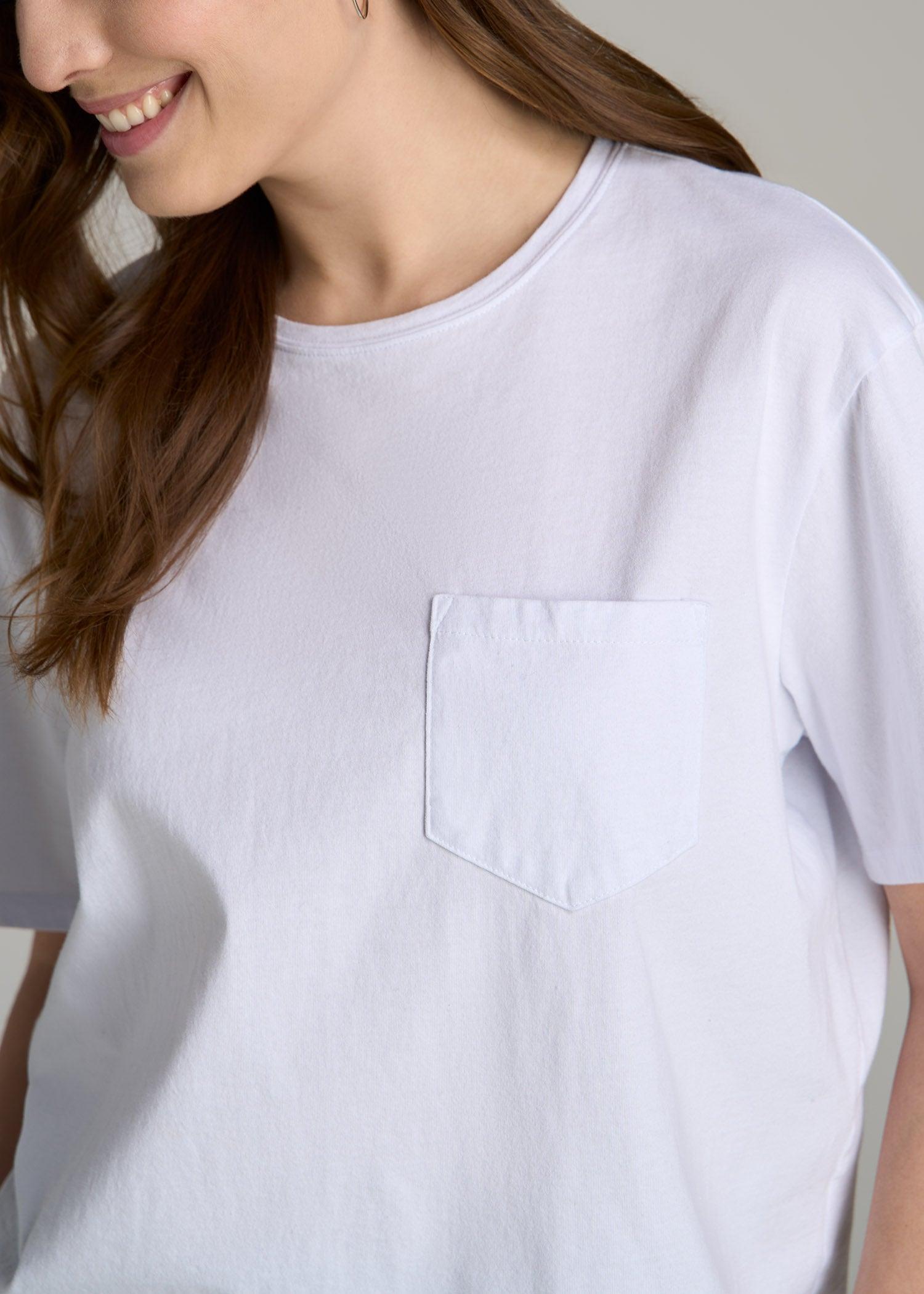 Boxy Short Sleeve T-Shirt for Tall Women in Bright White Product Image