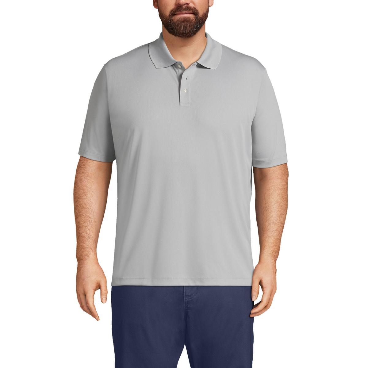 Men's Tall Lands' End School Uniform Solid Active Polo, Size: Large Tall, Harbor Gray Product Image