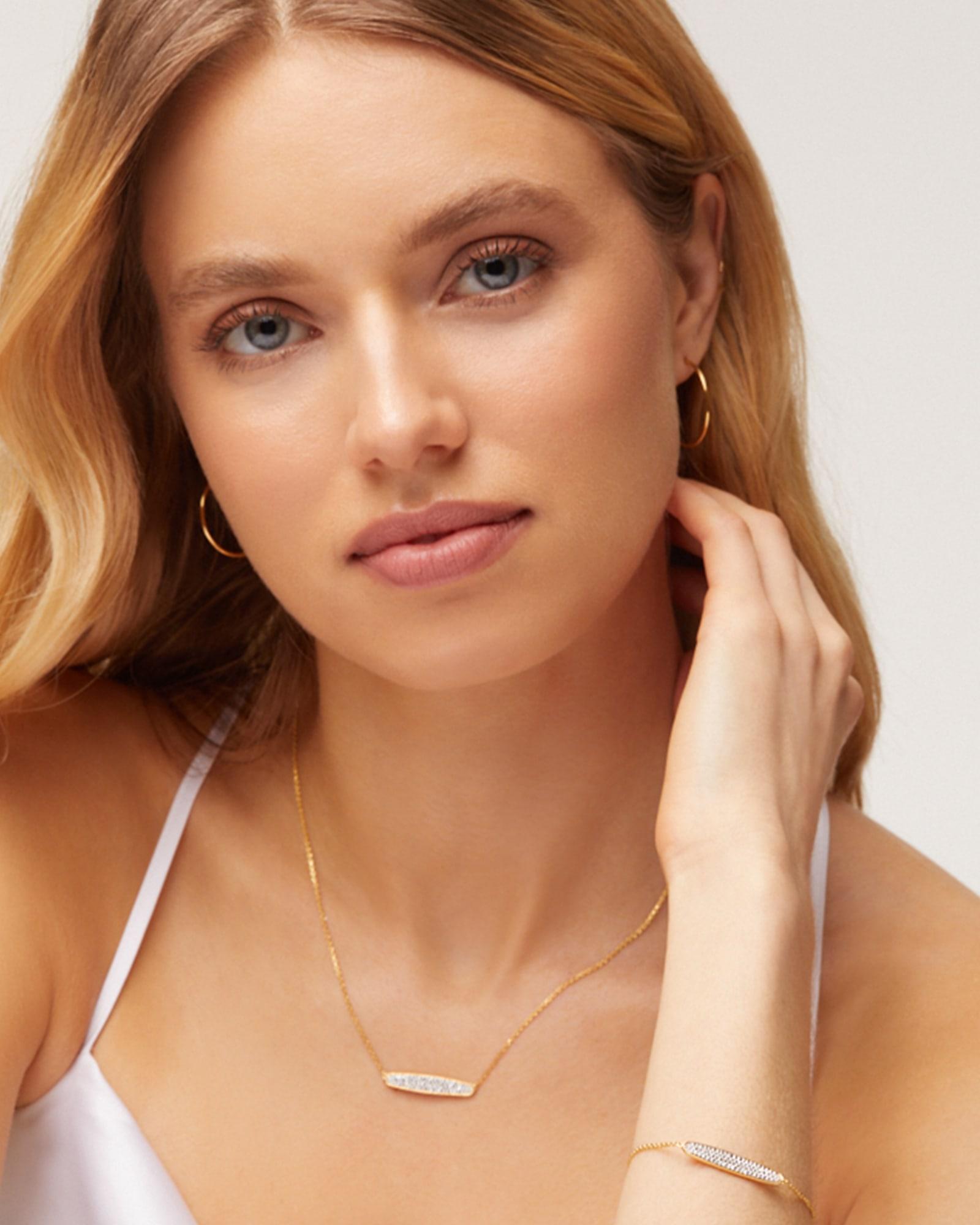Kendra Scott Mattie Sterling Silver Pave Pendant Necklace in White Diamond | Diamonds Product Image