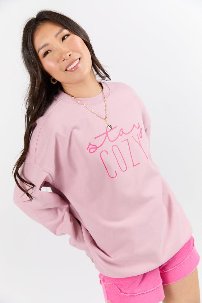 Stay Cozy Mauve Graphic Sweatshirt Product Image