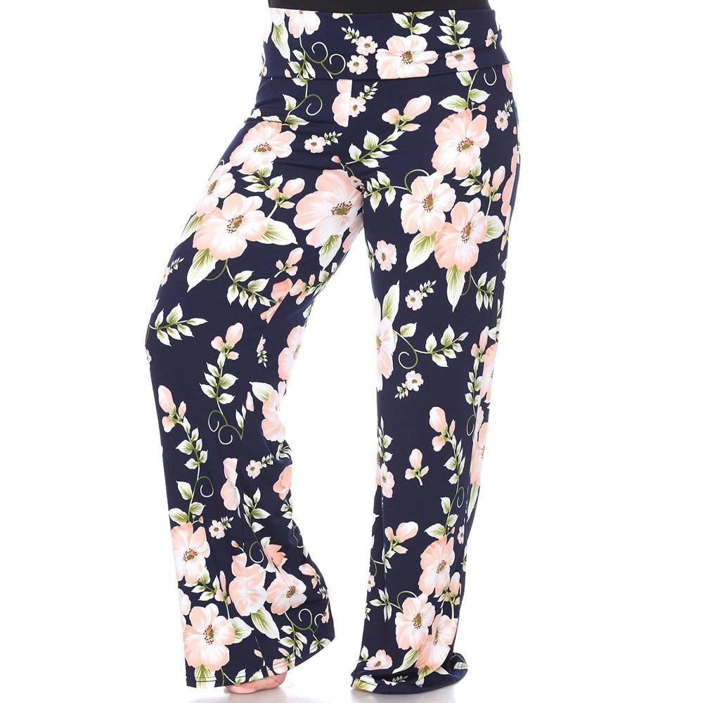 Women's Plus Size Floral Printed Palazzo Pants - White Mark Product Image