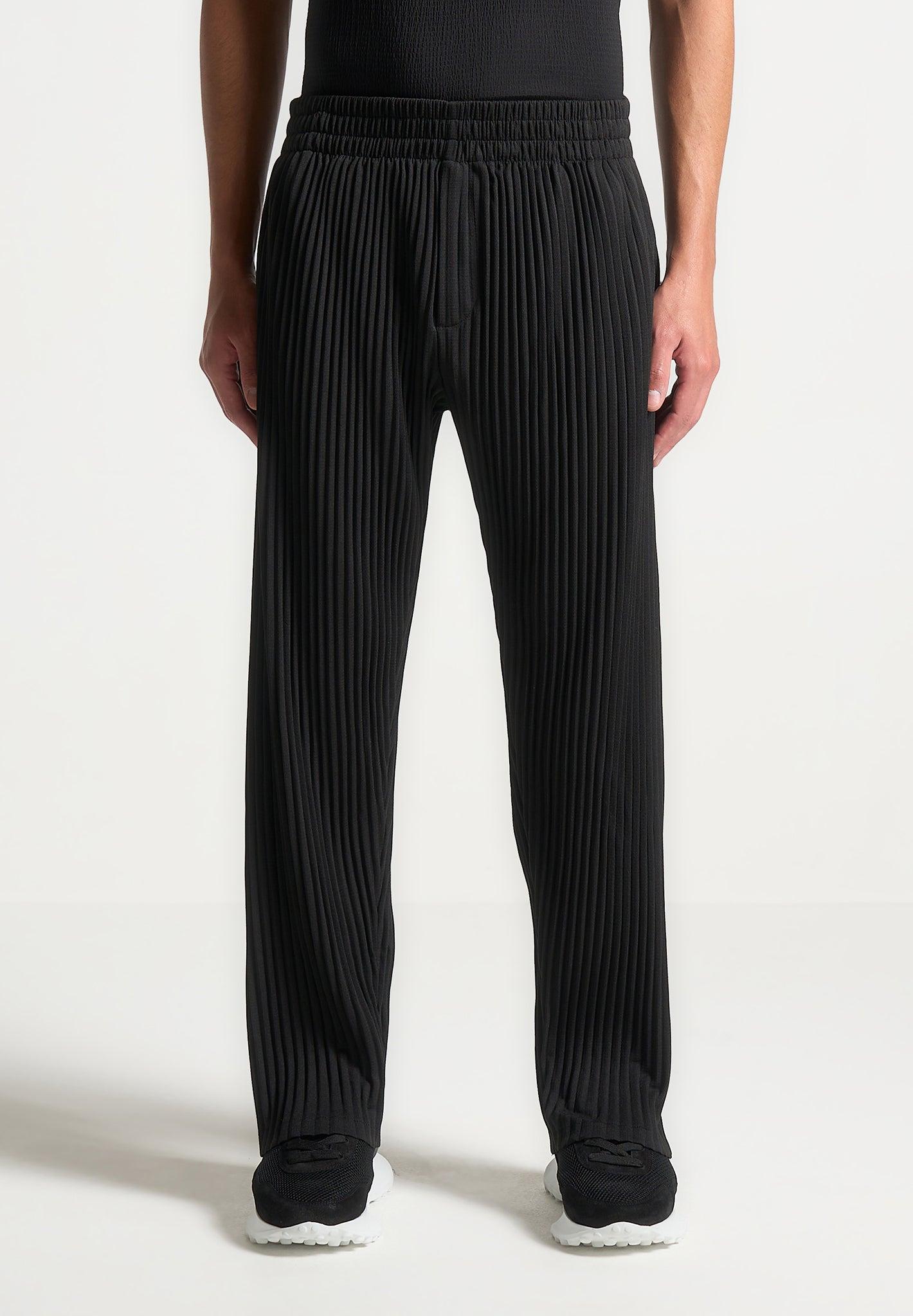 Pleated Trousers - Black Male Product Image