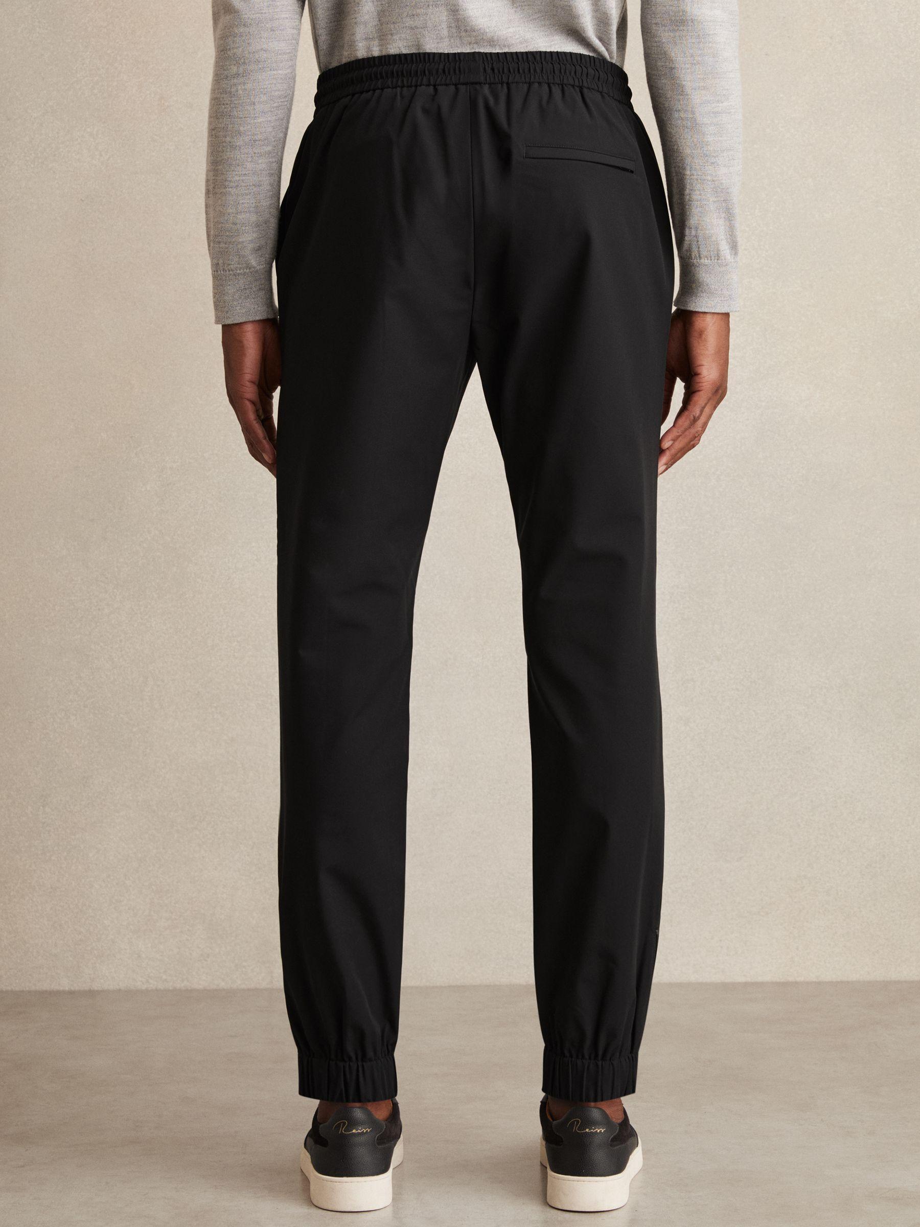 Drawstring Technical Cuffed Trousers in Black Product Image