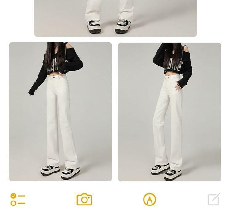 High Waist Straight Leg Jeans (Various Designs) Product Image