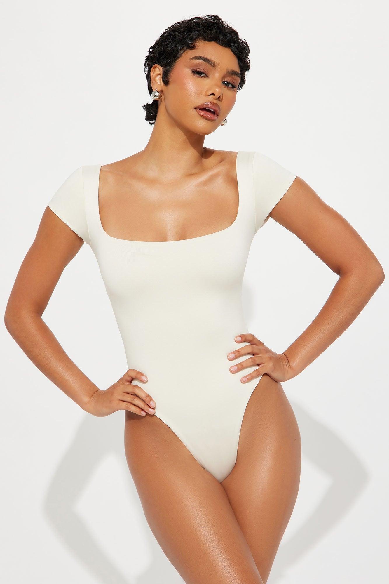 Contour Double Lined Square Neck Bodysuit - Bone Product Image