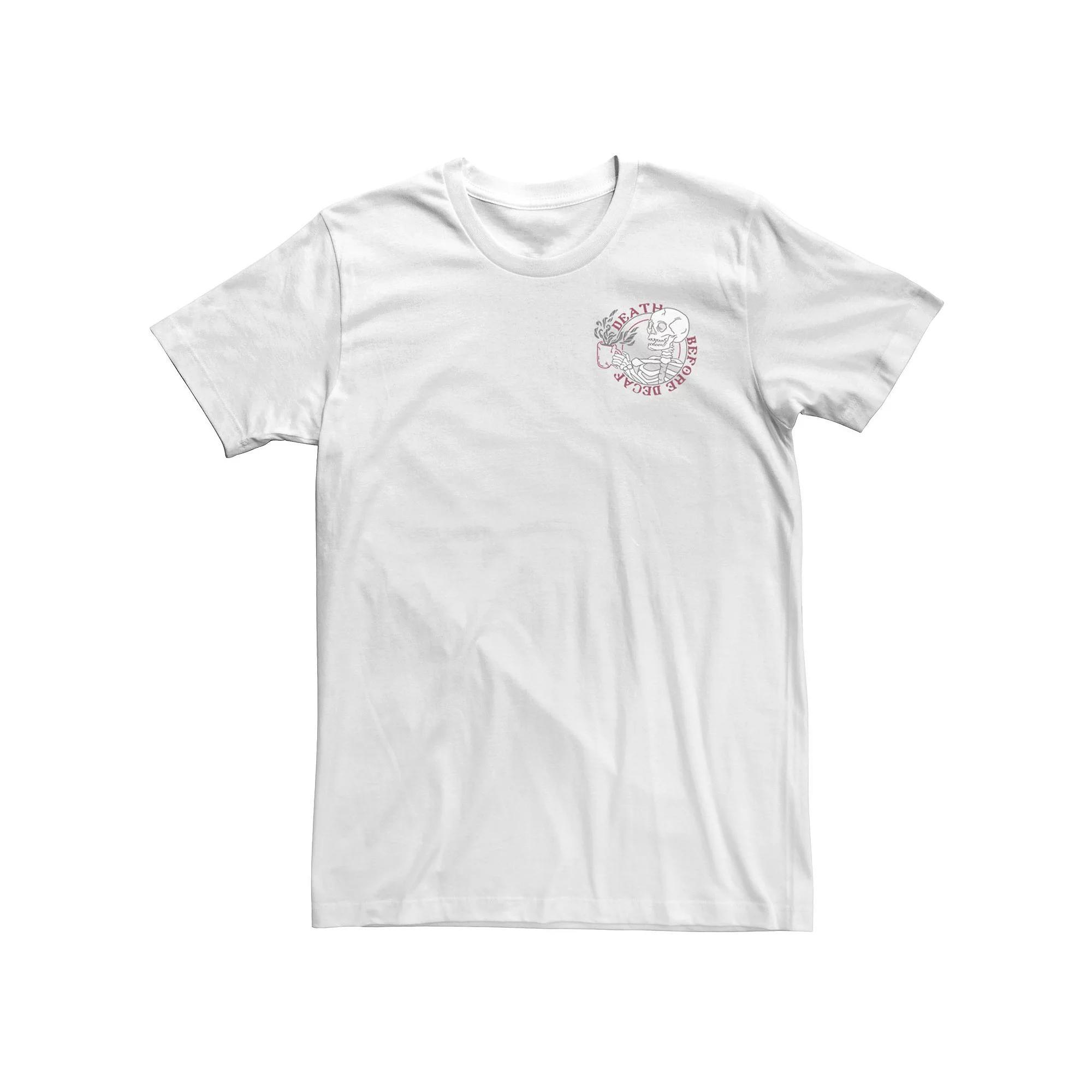 Big & Tall Trendy "Death Before Decaf" Tee, Men's, Size: XXL Tall, White Product Image