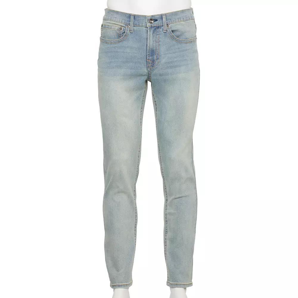 Mens Lazer Embroidered Slim Fit Jeans Light Blue Product Image