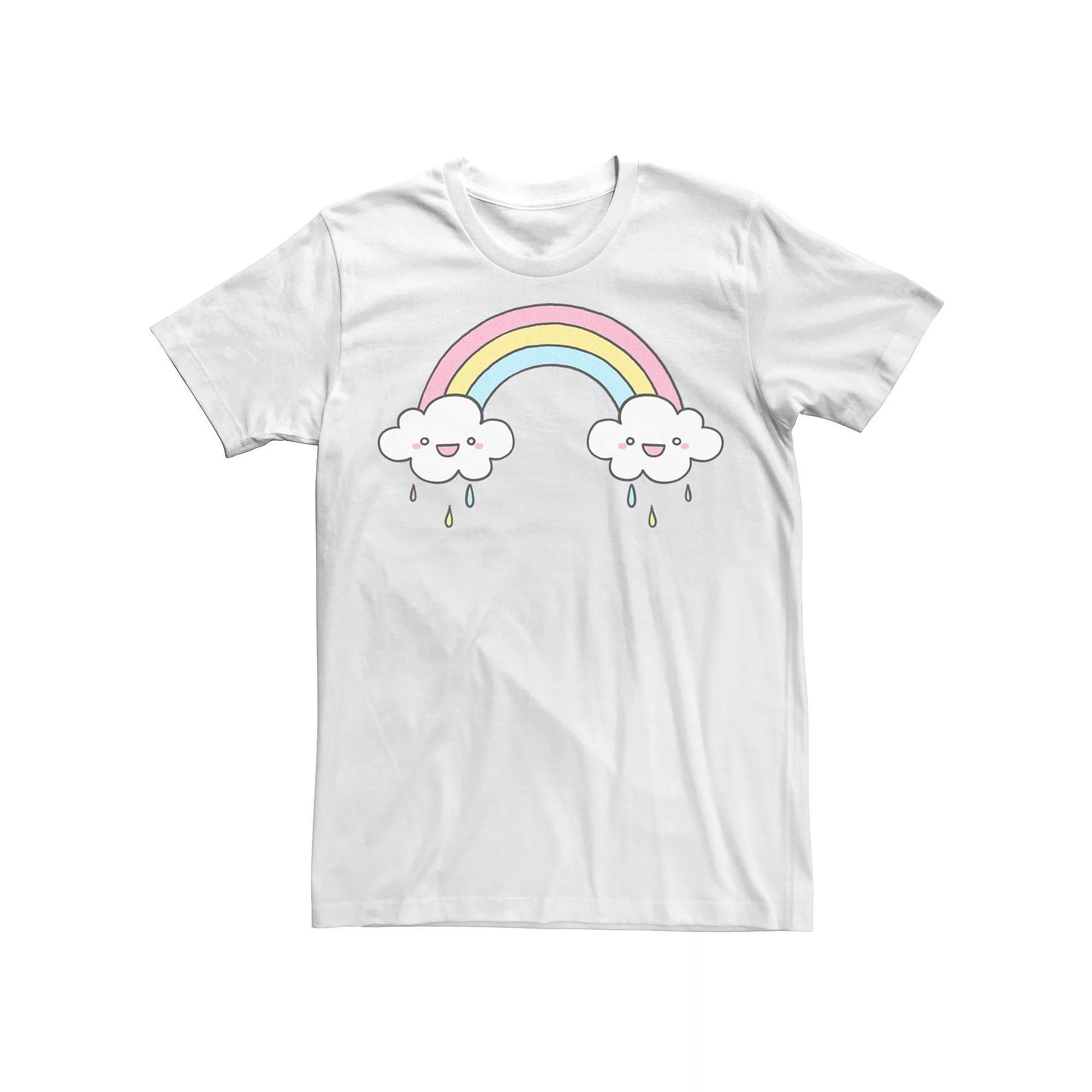 Men's Rainbow Rain Cloud Smiles Tee, Size: 3XL, White Product Image