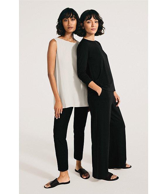 Eileen Fisher Tencel™ Lyocell Stretch Knit Jersey Wide Leg Pull-On Pants Product Image