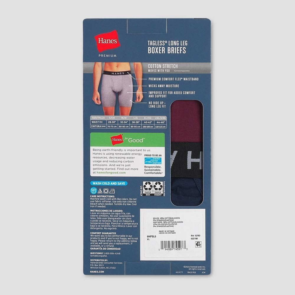 Hanes Premium Men's Stretch Long Leg Boxer Briefs 5pk - Black/Navy Blue S: Lightweight, Tagless, Breathable, Moisture Wicking, 4-Way Stretch Product Image