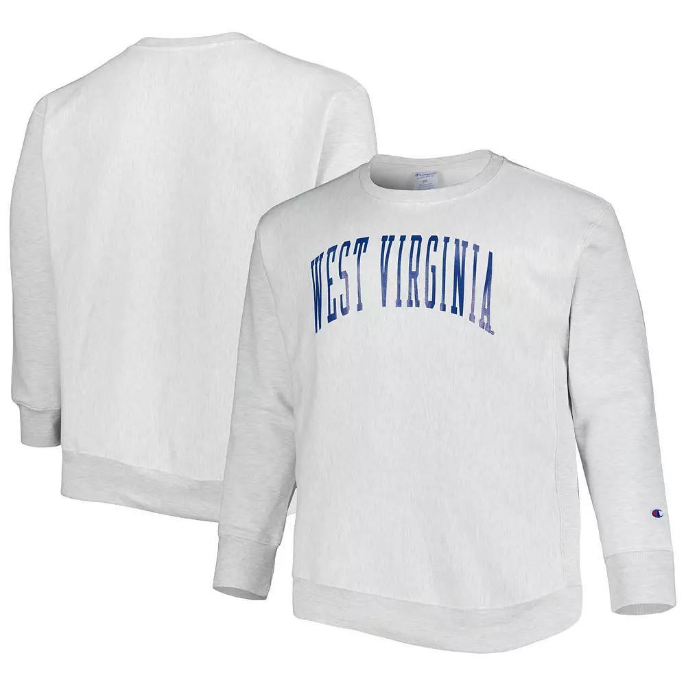 Men's Champion Heathered Gray West Virginia Mountaineers Big & Tall Reverse Weave Fleece Crewneck Pullover Sweatshirt, Size: 2XLT, Grey Product Image