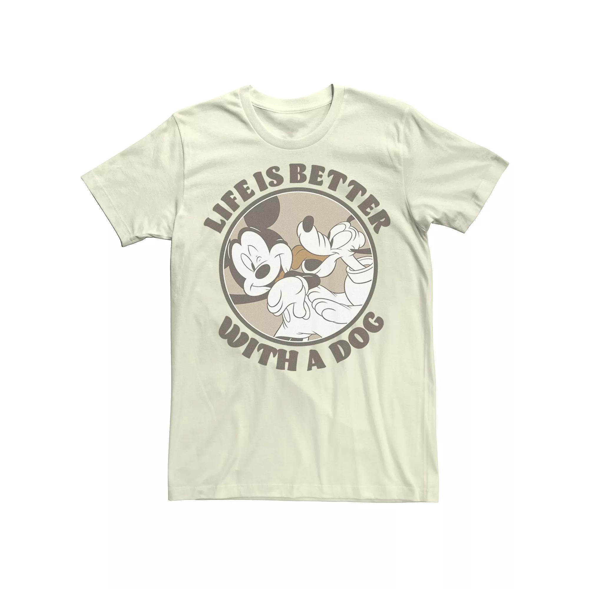 Disney's Mickey & Friends Men's Life Is Better With A Dog Tee, Size: Large, Natural Product Image