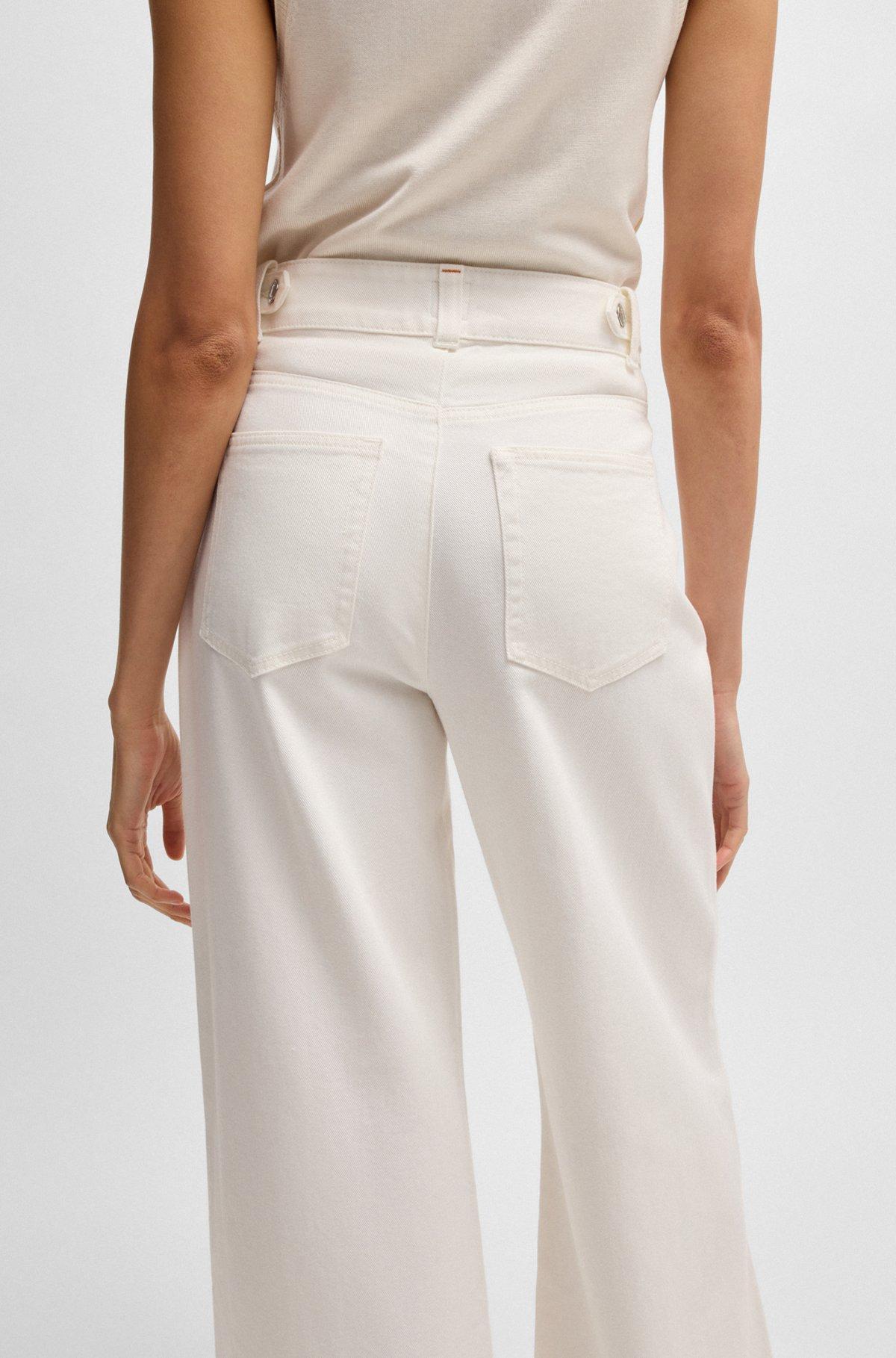 BOSS - Relaxed-fit trousers in cotton twill - White Product Image