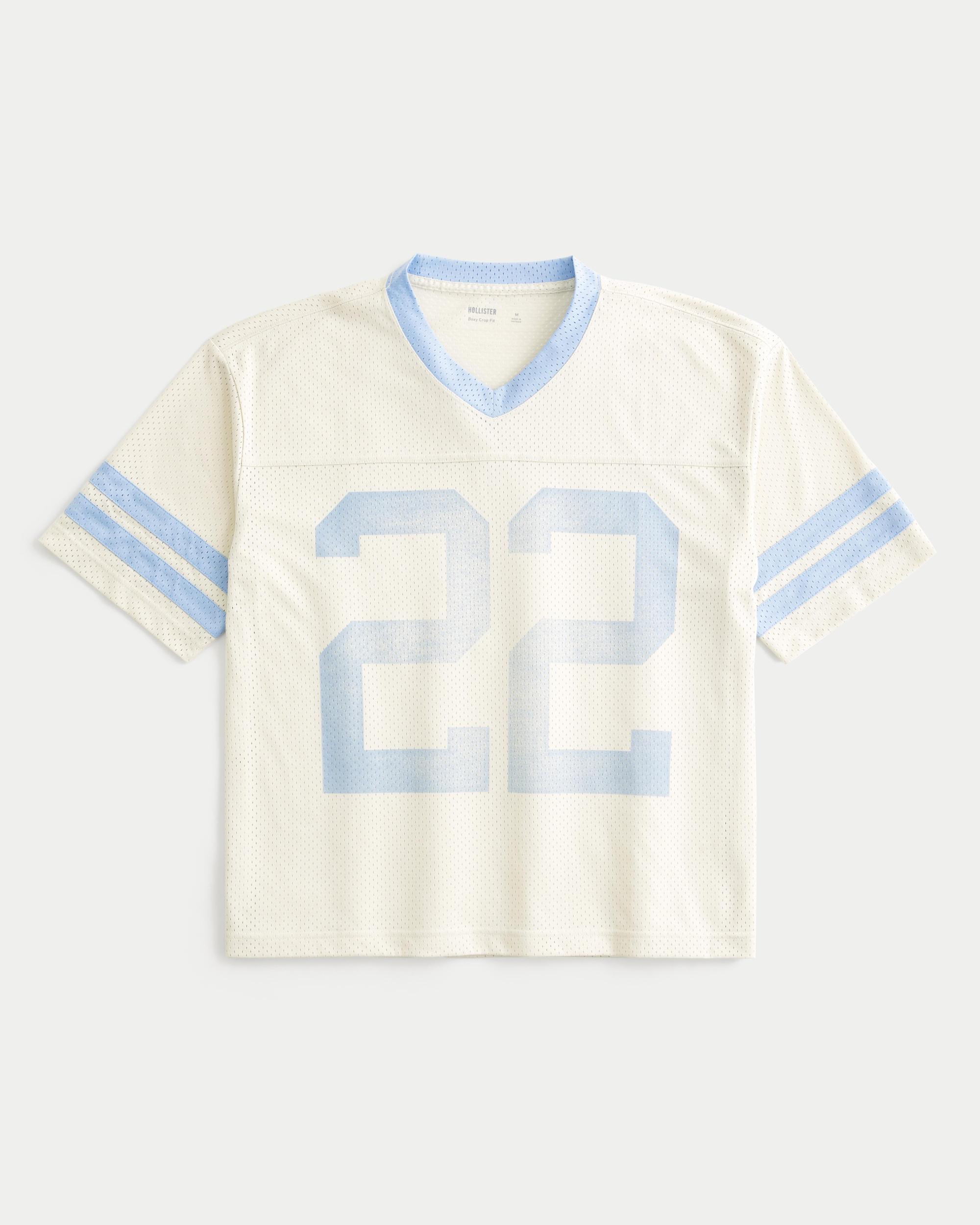 Boxy Crop Mesh Graphic Football Jersey Product Image