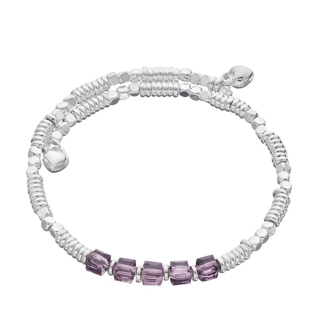 City Luxe Silver Tone Birthstone Beaded Bracelet, Women's, February Product Image