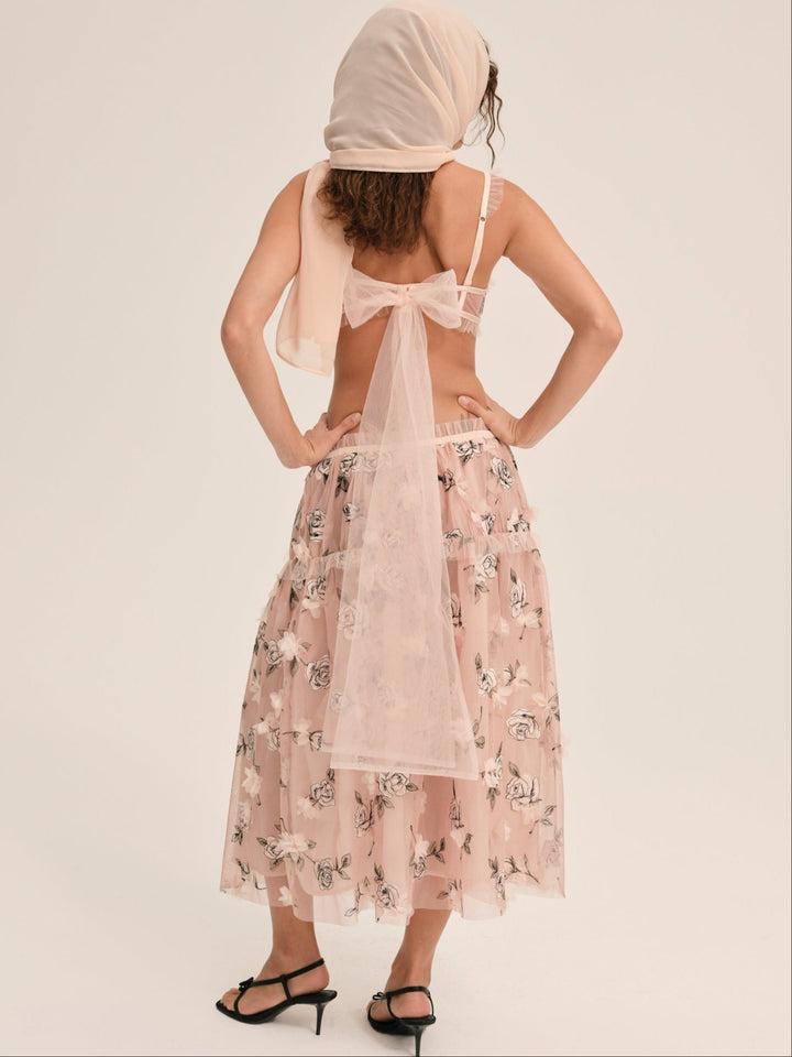 Blushing Rose Midi Skirt — Pink Product Image