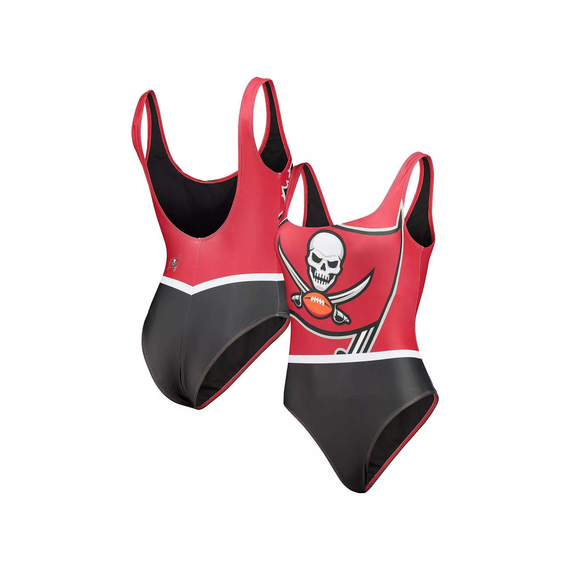 Women's FOCO Red Tampa Bay Buccaneers Team One-Piece Swimsuit, Size: Large Product Image