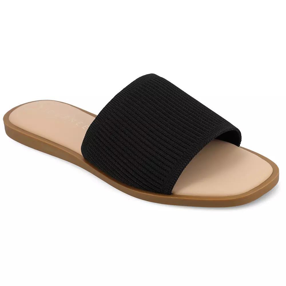 Journee Prisilla Women's Tru Comfort Foam Linen Slip On Slide Sandals, Size: 6.5, Black Product Image