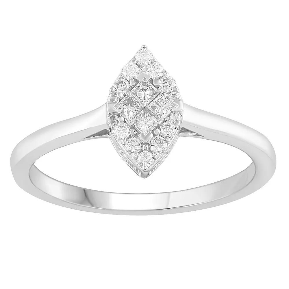 10k White Gold 1/4 Carat T.W. Diamond Marquise Ring, Women's, Size: 7, 10k Whgold Product Image