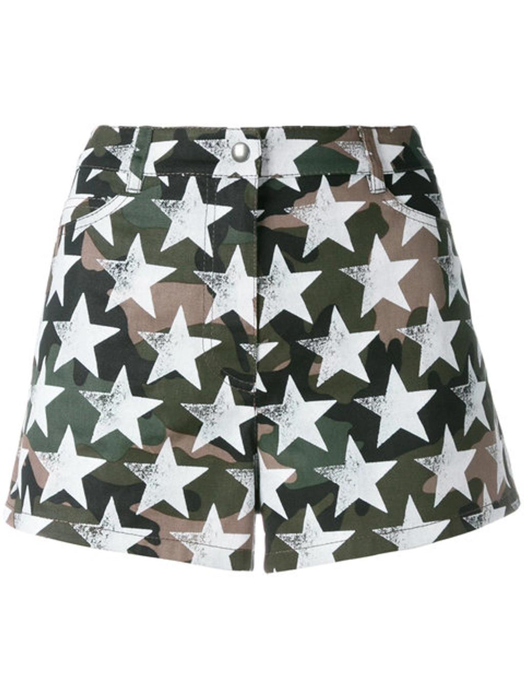 VALENTINO 'camustars' Print Cotton Twill Shorts In Military Green Product Image