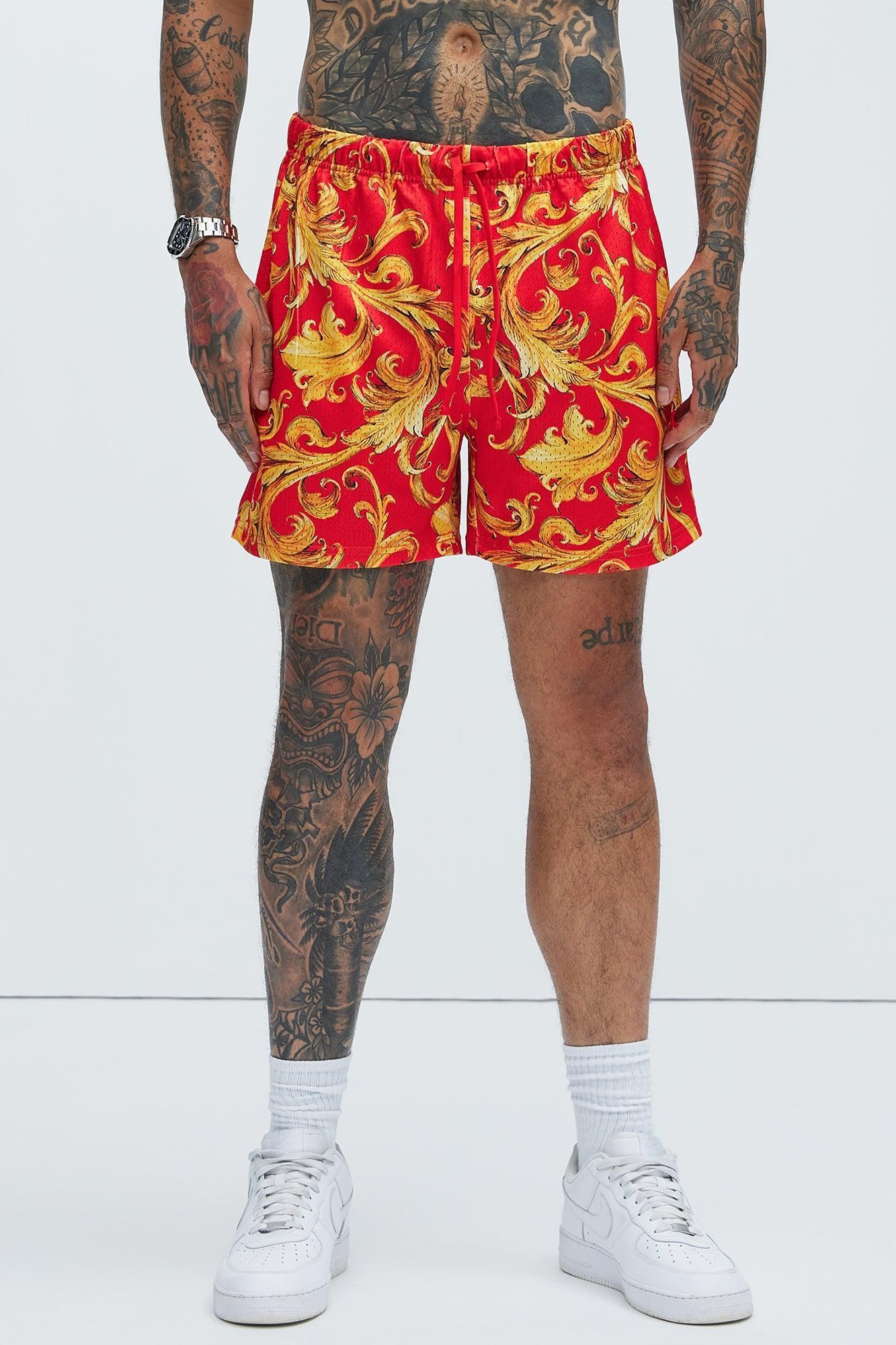 Baroque King Mesh Shorts - Red Product Image